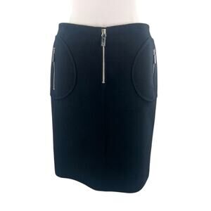 Michael Kors Collection angora wool casgora pencil skirt black zipper sz 6